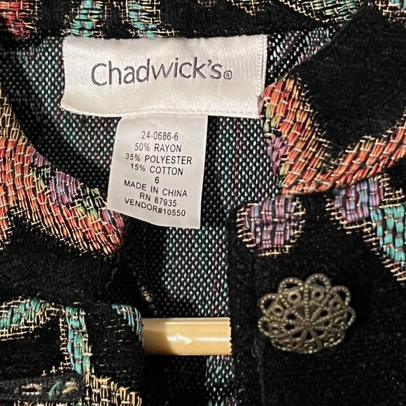 Chadwick's Women’s 6 Blazer Single Button Jacket Embroidered Floral Vintage 90s - Picture 5 of 9